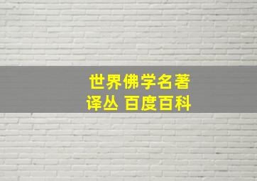 世界佛学名著译丛 百度百科